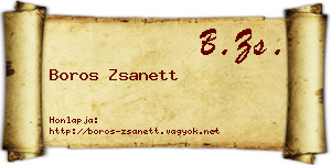 Boros Zsanett névjegykártya